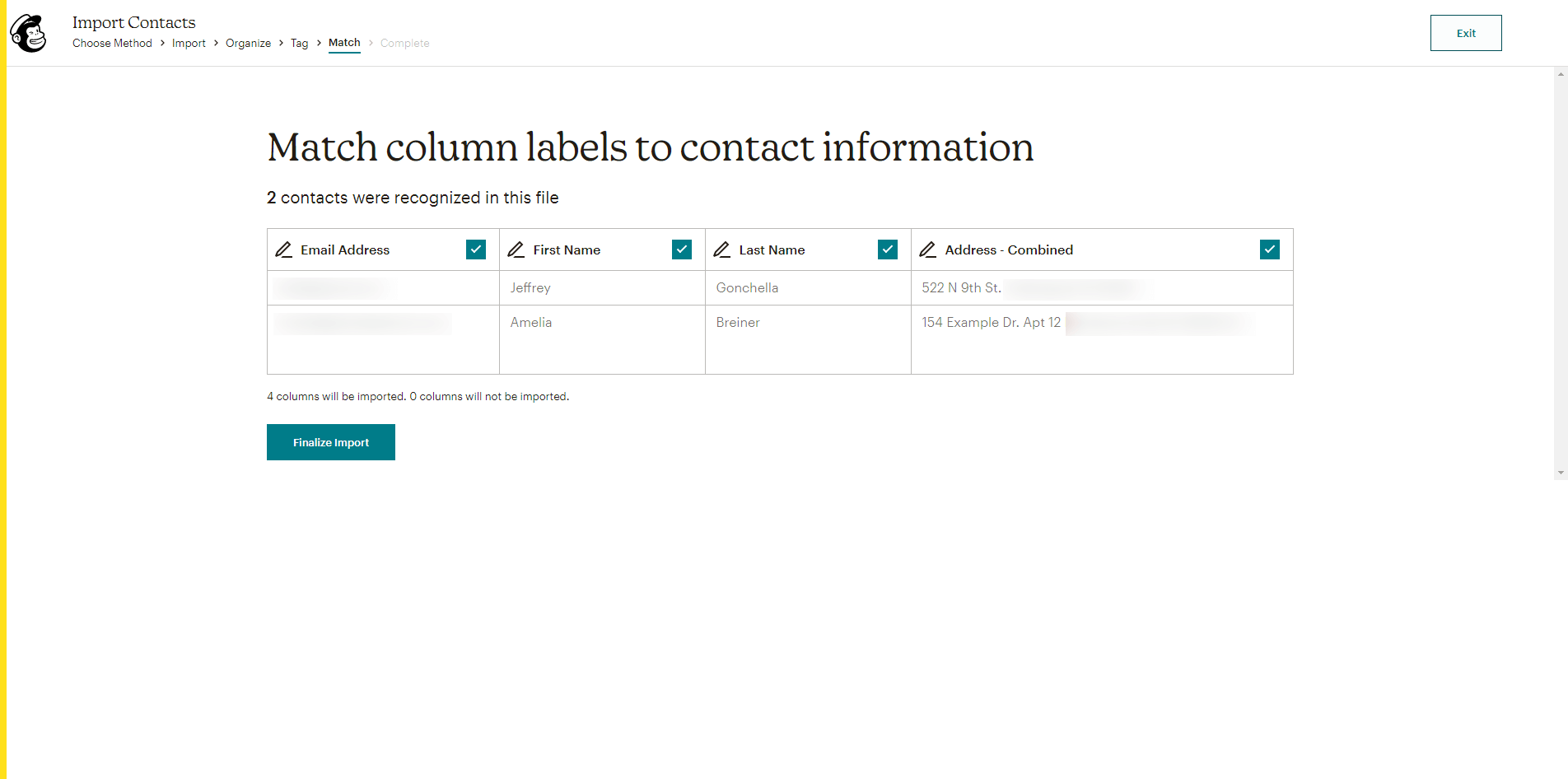 mailchimp label contacts