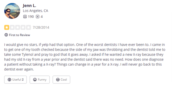 dentist review yelp