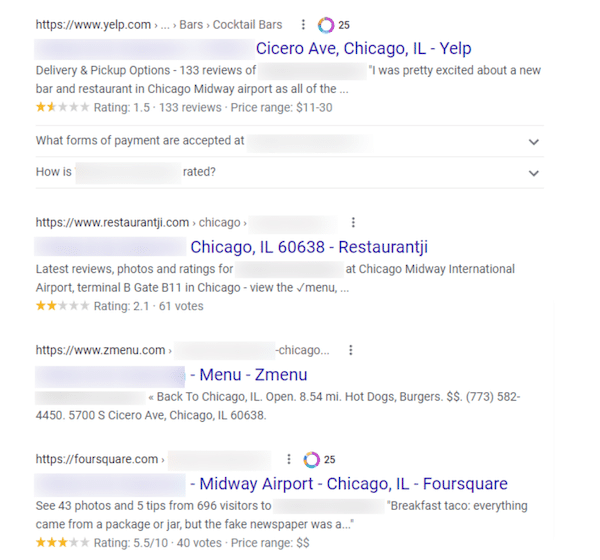 Screenshot of Bad review ratings